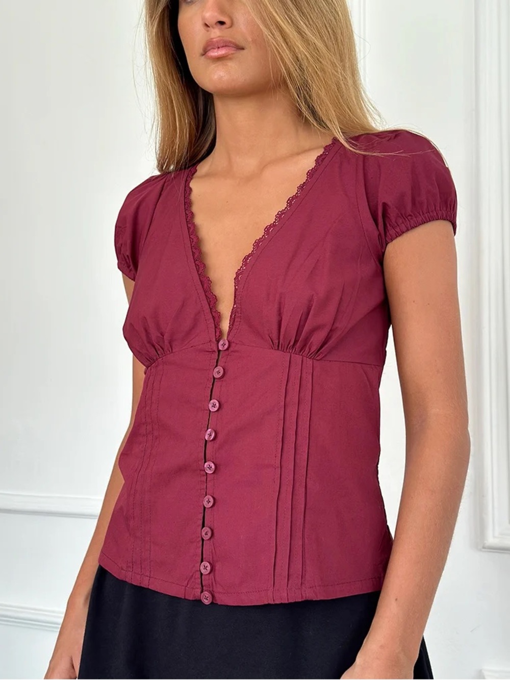 Motel Rocks Ilias Corset Top - Burgundy (L)